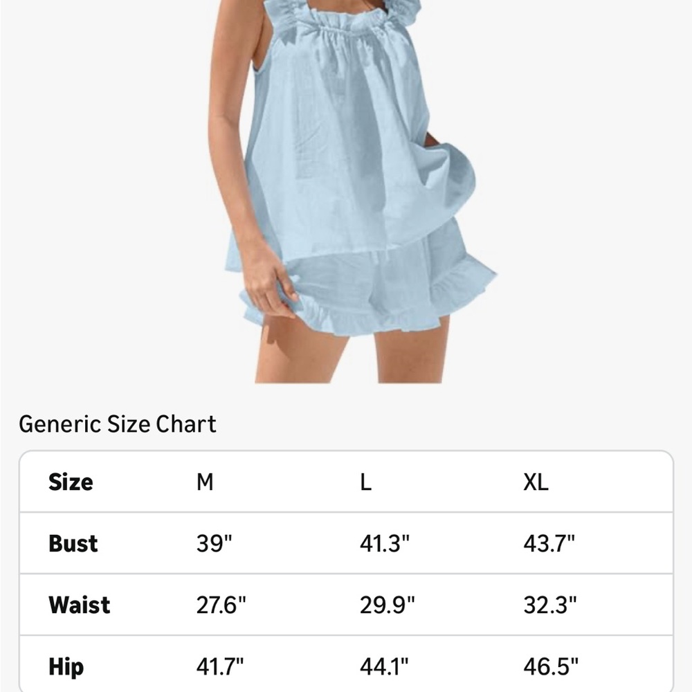 BRAND NEW XL Women’s Summer Light Blue Lounge Set - Sleeveless Top & Shorts - Picture 4 of 8